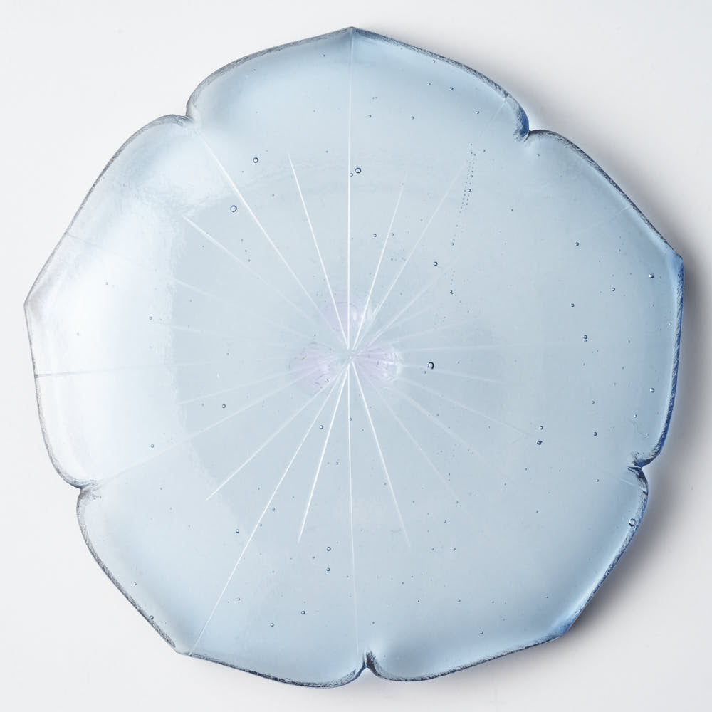ガラス作家 佐々木翔子 花形小皿 ライトグレー ガラス作家 佐々木翔子 ガラスもの