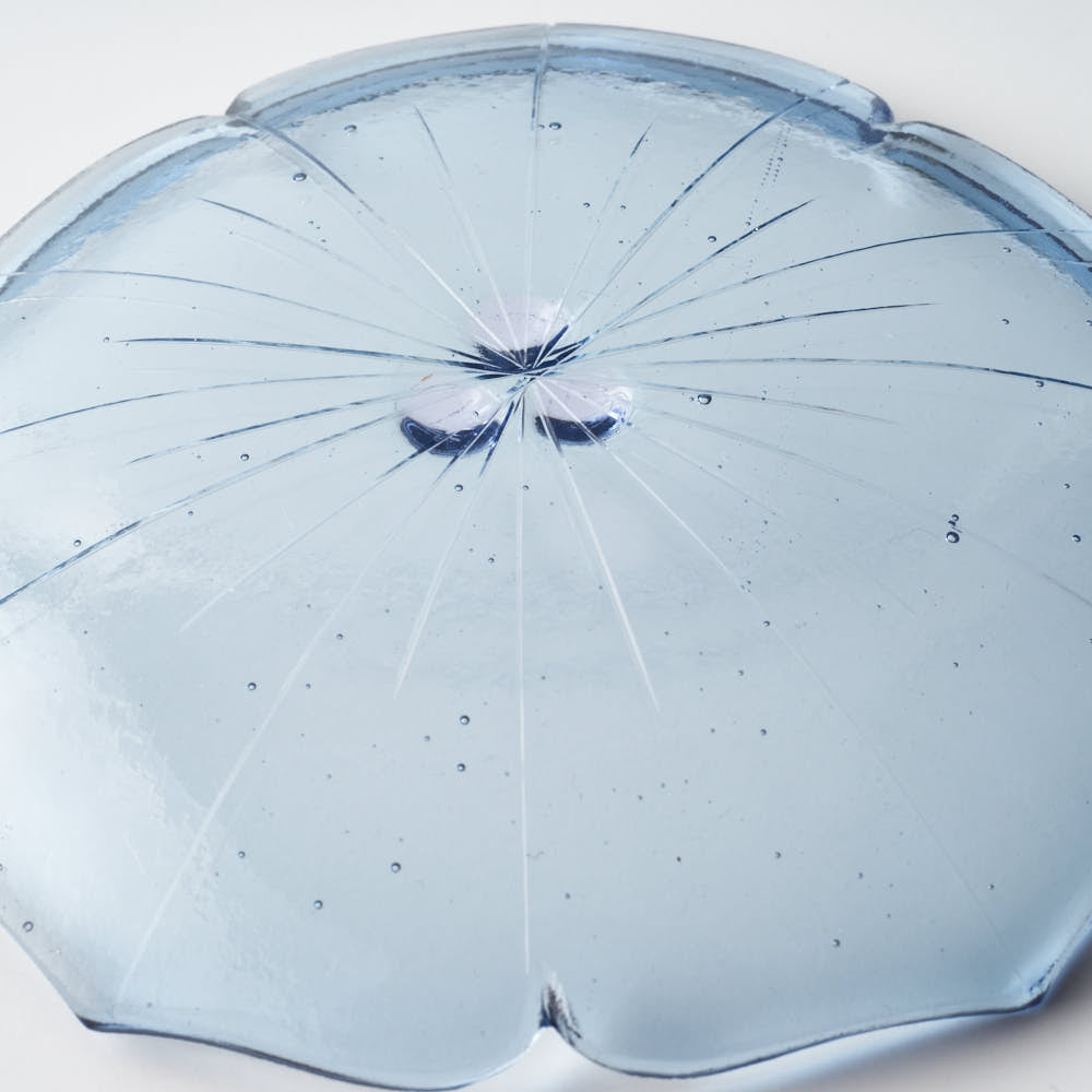 ガラス作家 佐々木翔子 花形小皿 ライトグレー ガラス作家 佐々木翔子 ガラスもの