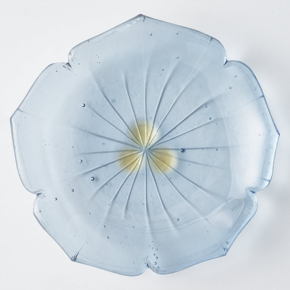 ガラス作家 佐々木翔子 花形豆皿 ライトグレー ガラス作家 佐々木翔子 ガラスもの