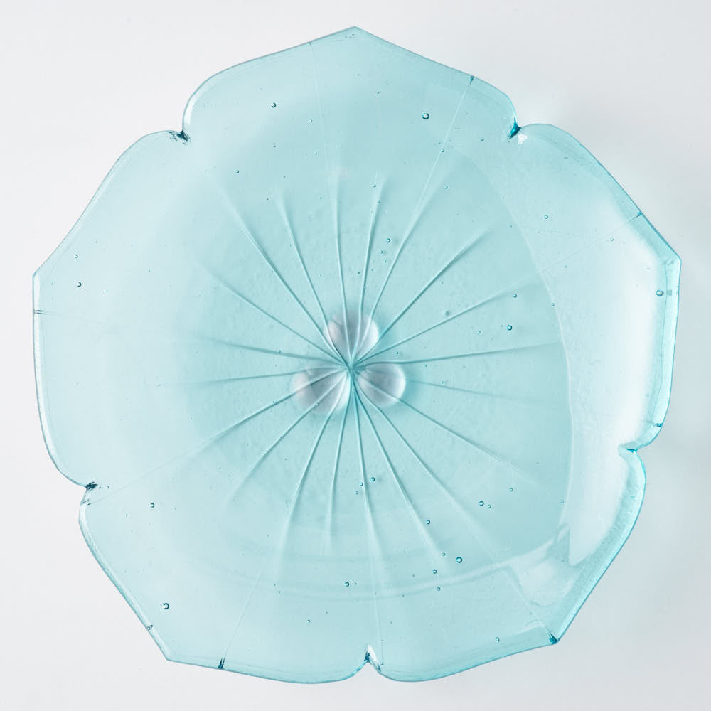 ガラス作家 佐々木翔子 花形小皿 ライトブルー ガラス作家 佐々木翔子 ガラスもの