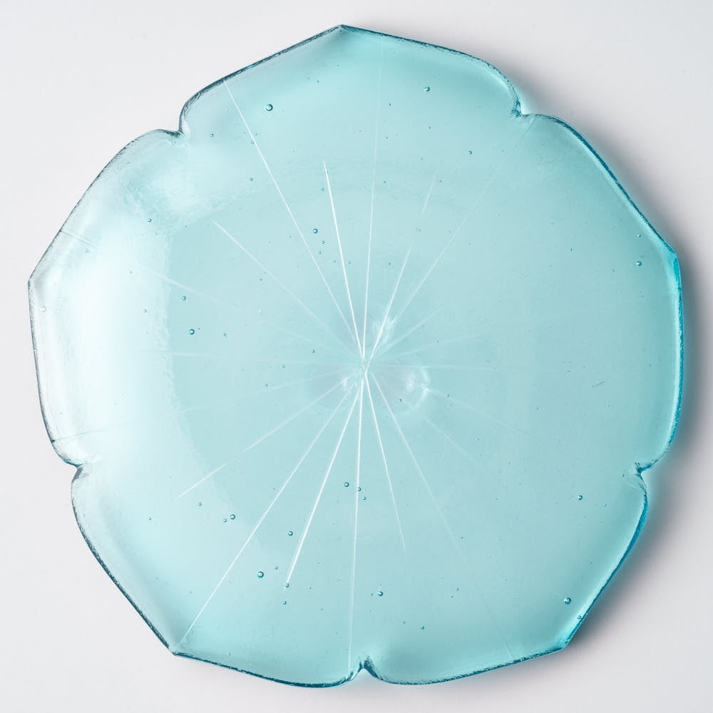 ガラス作家 佐々木翔子 花形小皿 ライトブルー ガラス作家 佐々木翔子 ガラスもの
