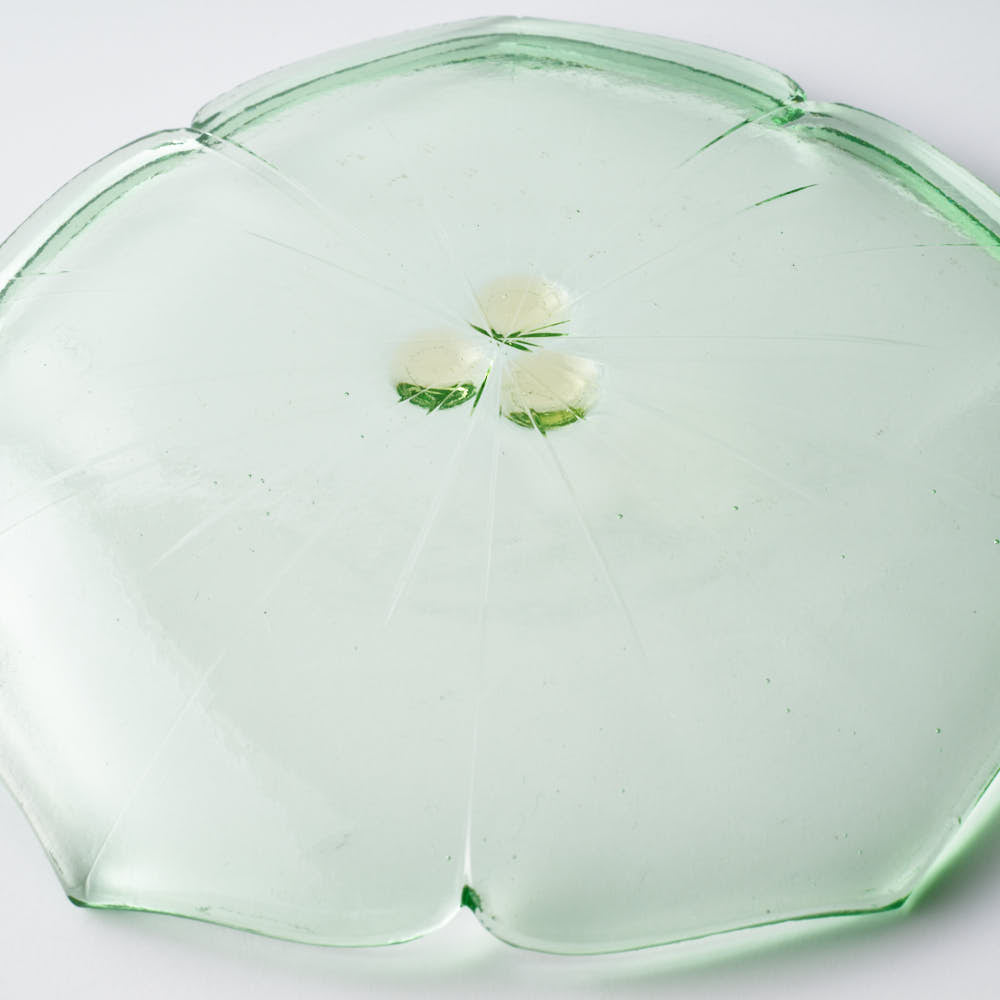 ガラス作家 佐々木翔子 花形小皿 ライトグリーン ガラス作家 佐々木翔子 ガラスもの