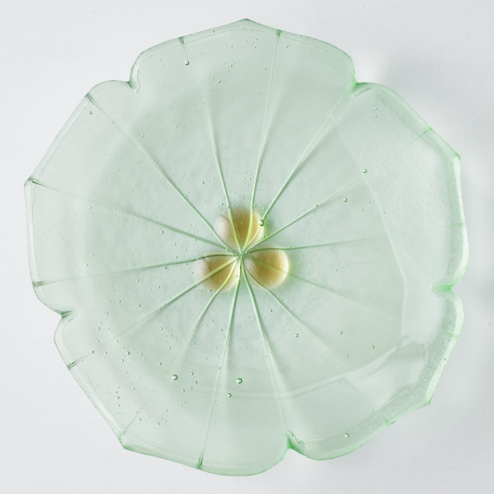 ガラス作家 佐々木翔子 花形豆皿 ライトグリーン ガラス作家 佐々木翔子 ガラスもの