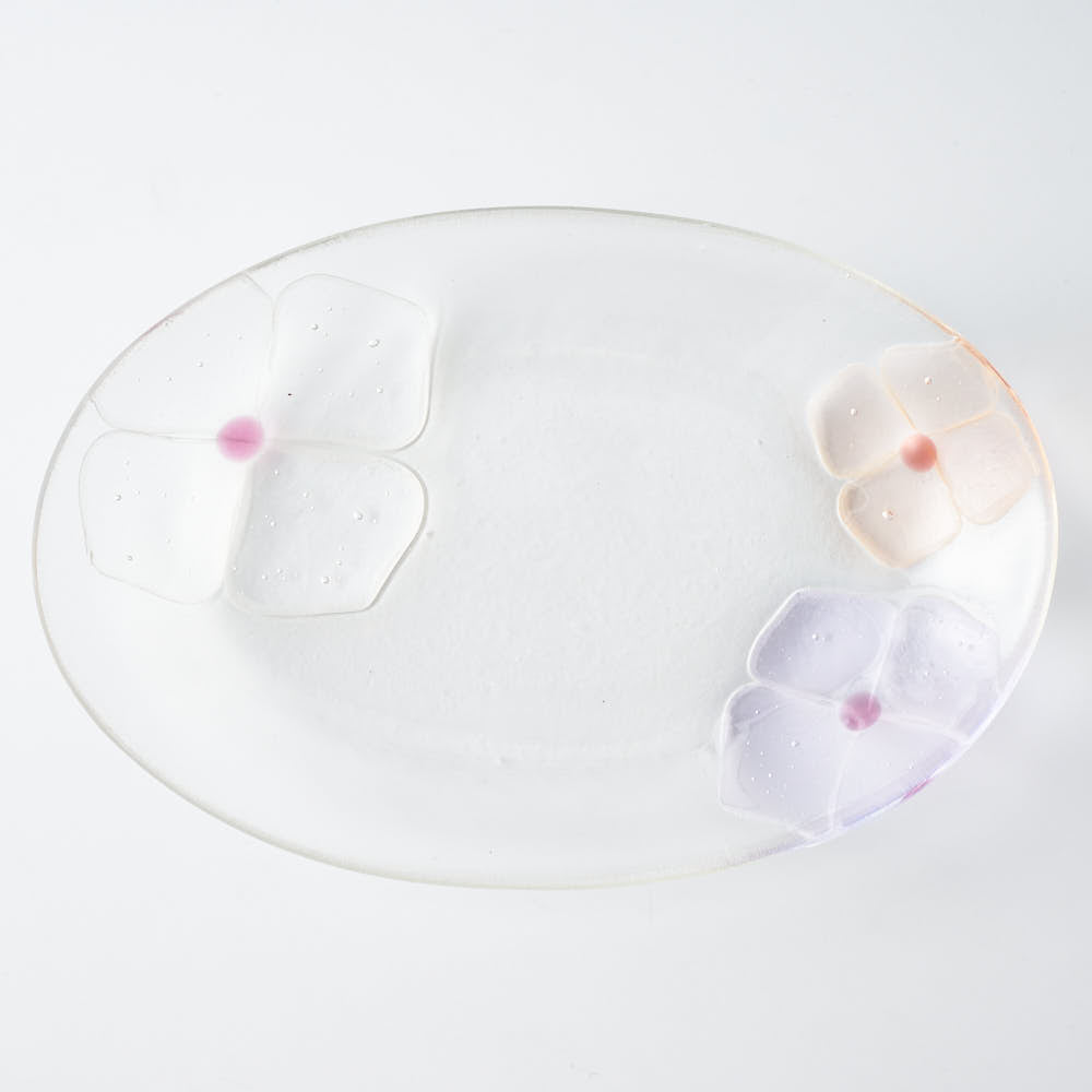 ガラス作家 佐々木翔子 オーバル クリア×ライトパープル×ライトオレンジ ガラス作家 佐々木翔子 ガラスもの