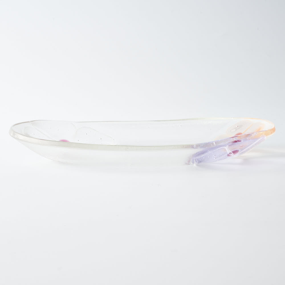 ガラス作家 佐々木翔子 オーバル クリア×ライトパープル×ライトオレンジ ガラス作家 佐々木翔子 ガラスもの
