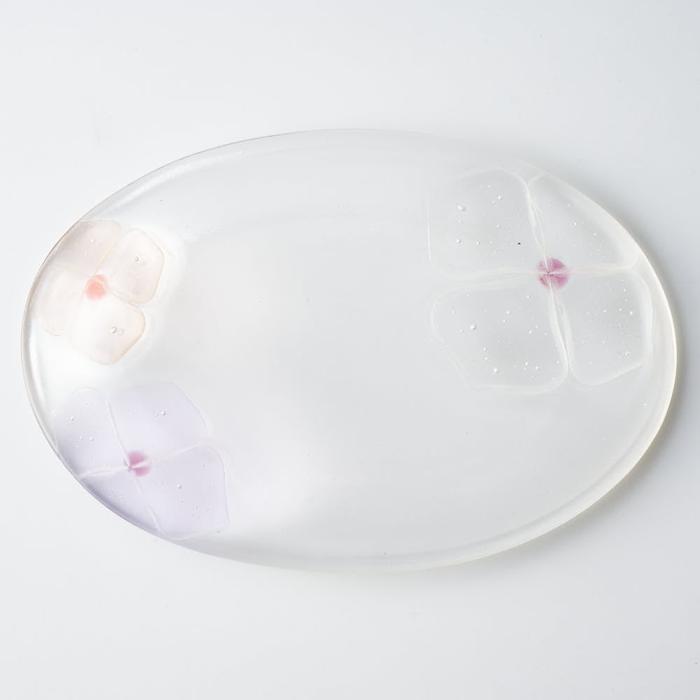 ガラス作家 佐々木翔子 オーバル クリア×ライトパープル×ライトオレンジ ガラス作家 佐々木翔子 ガラスもの