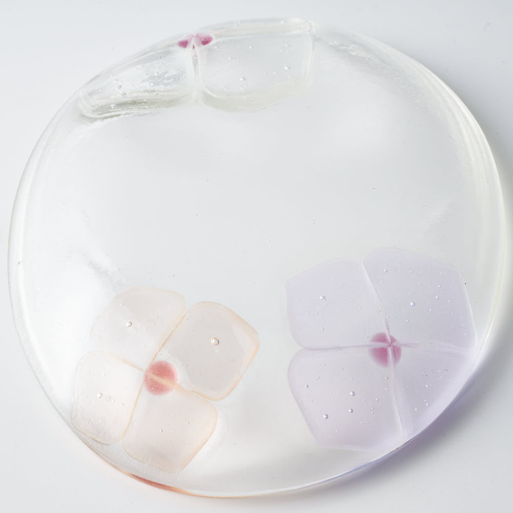 ガラス作家 佐々木翔子 オーバル クリア×ライトパープル×ライトオレンジ ガラス作家 佐々木翔子 ガラスもの