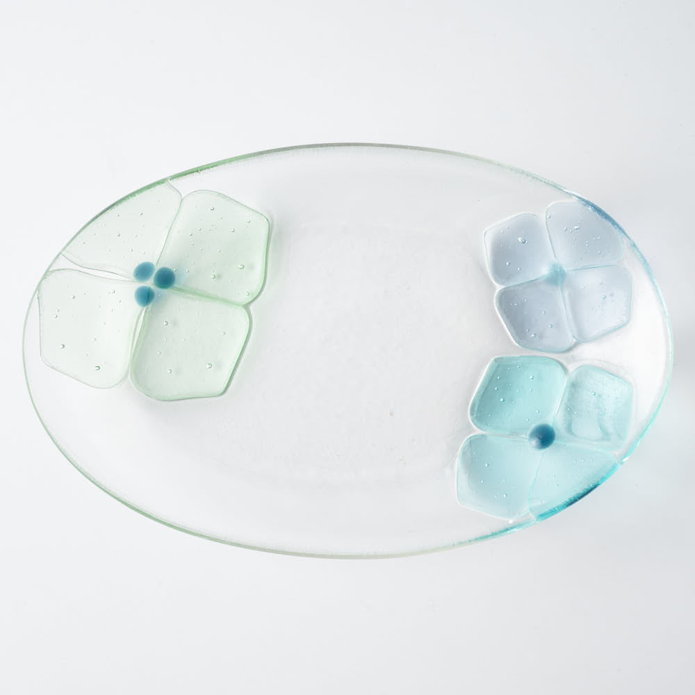 ガラス作家 佐々木翔子 オーバル ライトグリーン×ライトブルー×ライトグレー ガラス作家 佐々木翔子 ガラスもの