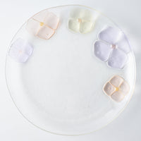 ガラス作家 佐々木翔子 丸大皿 ライトパープル×ライトオレンジ×ライトイエロー ガラス作家 佐々木翔子 ガラスもの