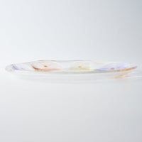 ガラス作家 佐々木翔子 丸大皿 ライトパープル×ライトオレンジ×ライトイエロー ガラス作家 佐々木翔子 ガラスもの