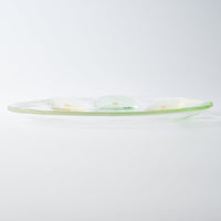 ガラス作家 佐々木翔子 丸大皿 ライトグリーン×ライトイエロー ガラス作家 佐々木翔子 ガラスもの