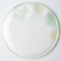 ガラス作家 佐々木翔子 丸大皿 ライトグリーン×ライトイエロー ガラス作家 佐々木翔子 ガラスもの