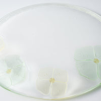 ガラス作家 佐々木翔子 丸大皿 ライトグリーン×ライトイエロー ガラス作家 佐々木翔子 ガラスもの