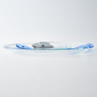 ガラス作家 佐々木翔子 丸大皿 ブルー×グレー ガラス作家 佐々木翔子 ガラスもの