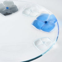 ガラス作家 佐々木翔子 丸大皿 ブルー×グレー ガラス作家 佐々木翔子 ガラスもの