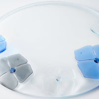 ガラス作家 佐々木翔子 丸大皿 ブルー×グレー ガラス作家 佐々木翔子 ガラスもの