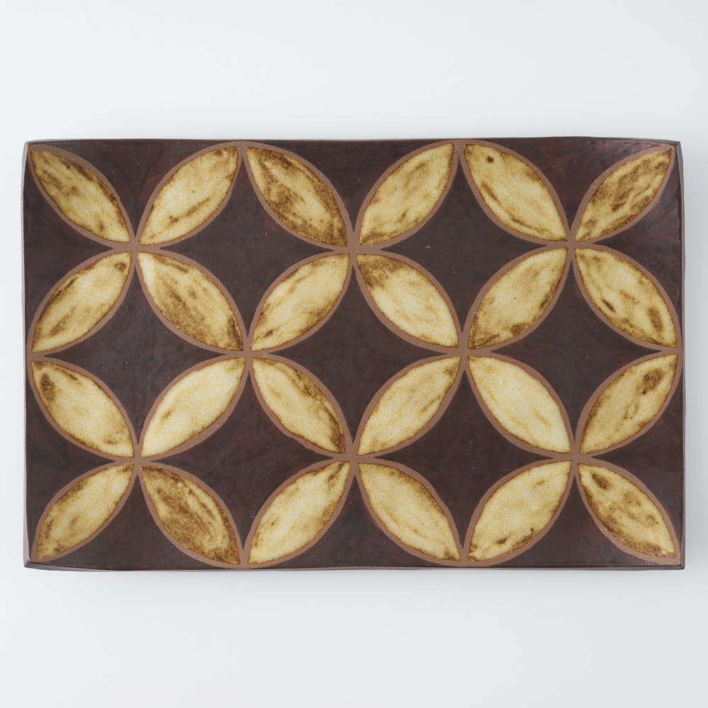 作家 エヴァンズ高田寛子 REC L-FLOWER acorn & tan(焦茶 x 黄) 作家 エヴァンズ高田寛子 陶磁器作家もの