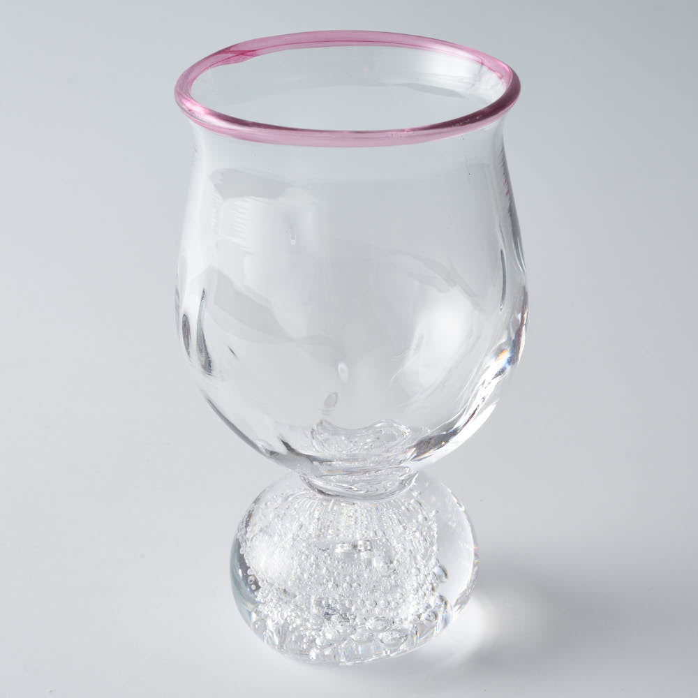 ガラス作家 梶原理恵子 氷玉グラス (口巻きVer.) ピンク ガラス作家 梶原理恵子 ガラスもの