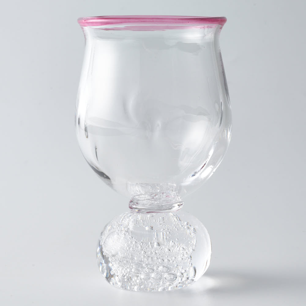 ガラス作家 梶原理恵子 氷玉グラス (口巻きVer.) ピンク ガラス作家 梶原理恵子 ガラスもの