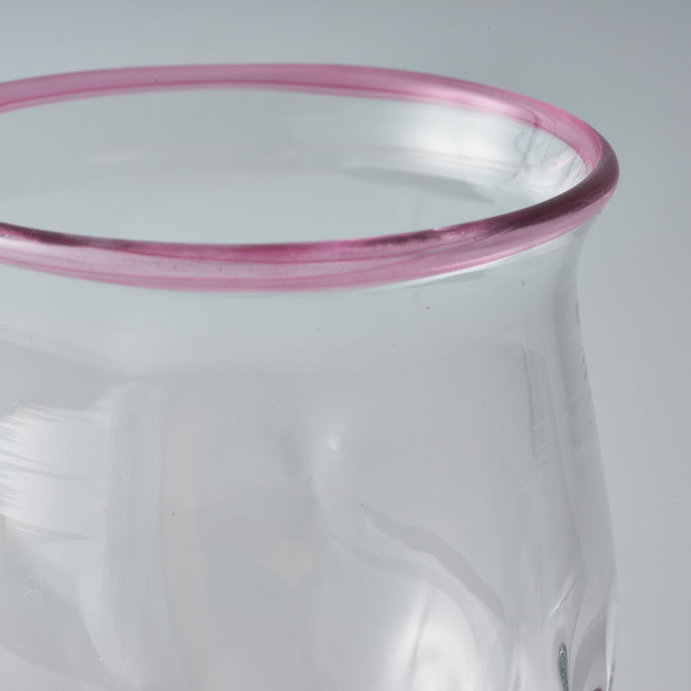 ガラス作家 梶原理恵子 氷玉グラス (口巻きVer.) ピンク ガラス作家 梶原理恵子 ガラスもの