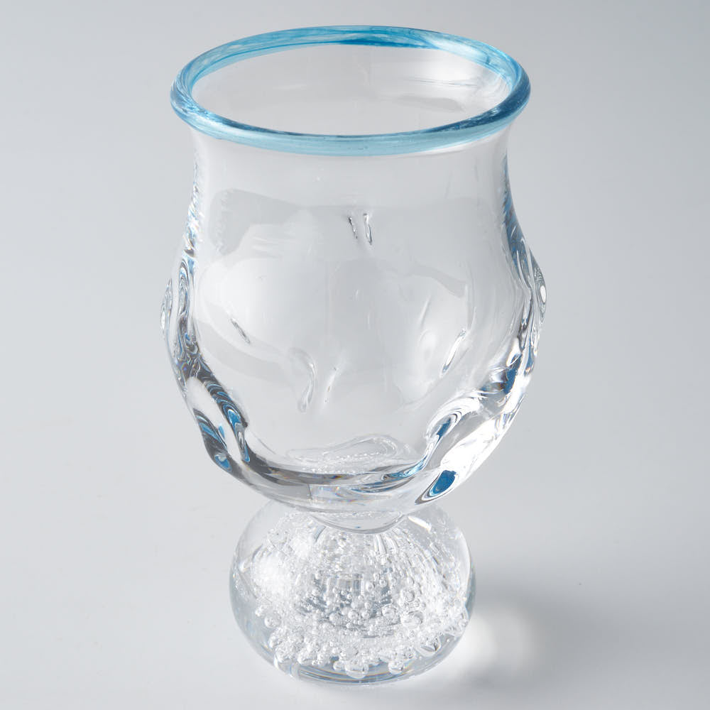 ガラス作家 梶原理恵子 氷玉グラス (口巻きVer.) ブルー ガラス作家 梶原理恵子 ガラスもの