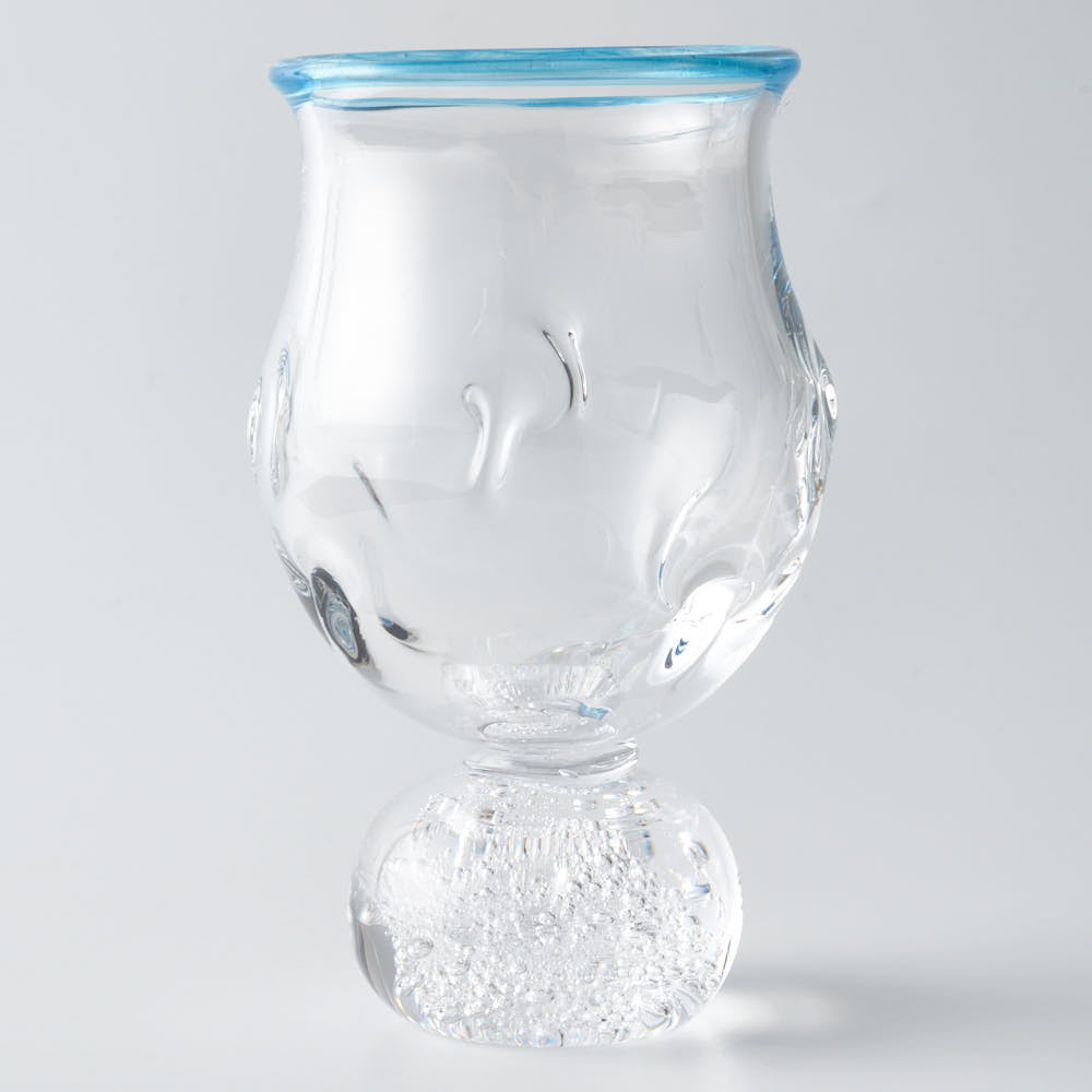 ガラス作家 梶原理恵子 氷玉グラス (口巻きVer.) ブルー ガラス作家 梶原理恵子 ガラスもの