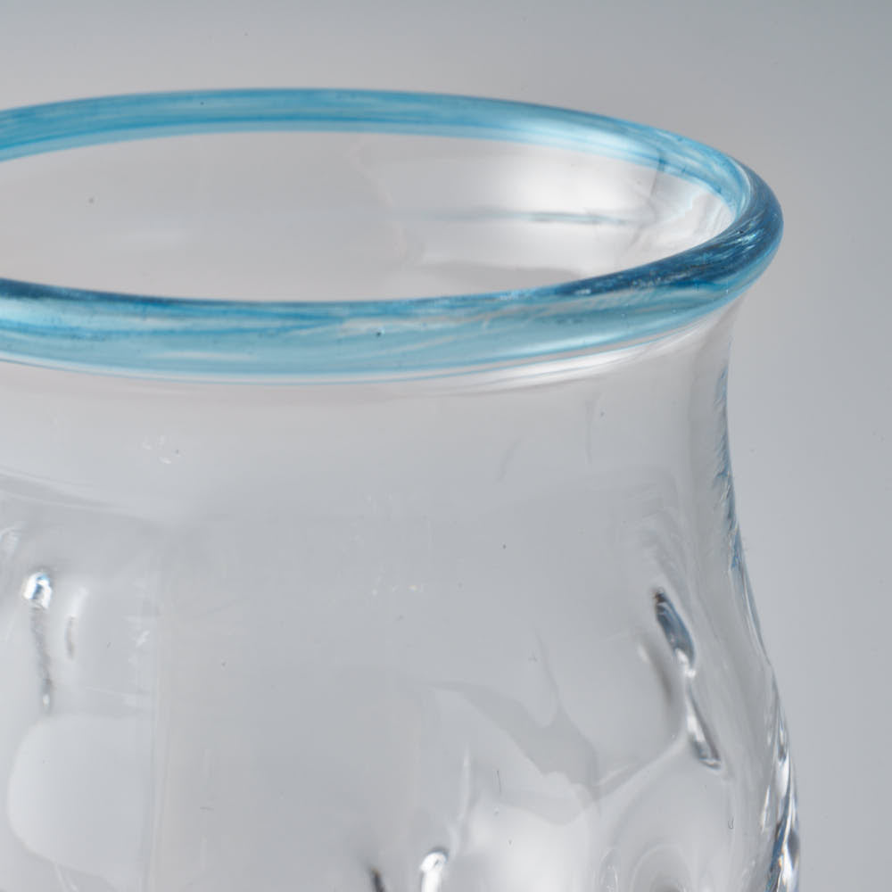 ガラス作家 梶原理恵子 氷玉グラス (口巻きVer.) ブルー ガラス作家 梶原理恵子 ガラスもの