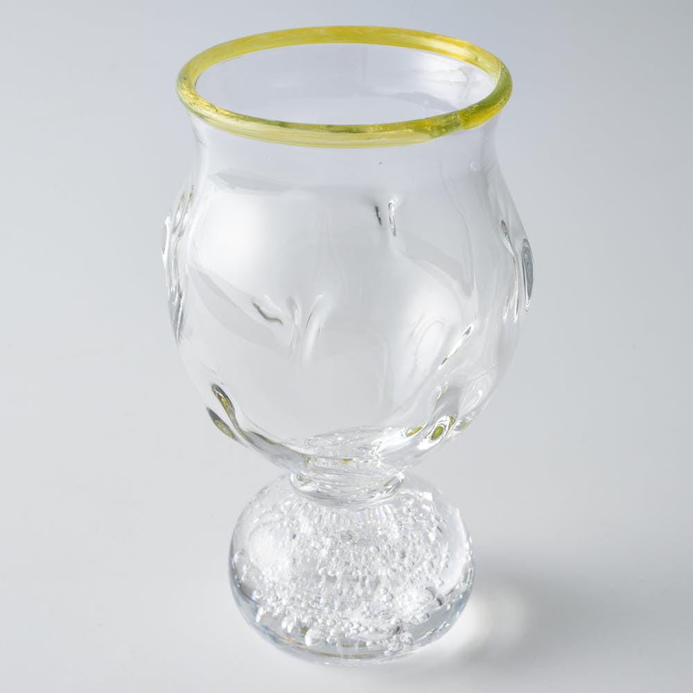 ガラス作家 梶原理恵子 氷玉グラス (口巻きVer.) イエロー ガラス作家 梶原理恵子 ガラスもの