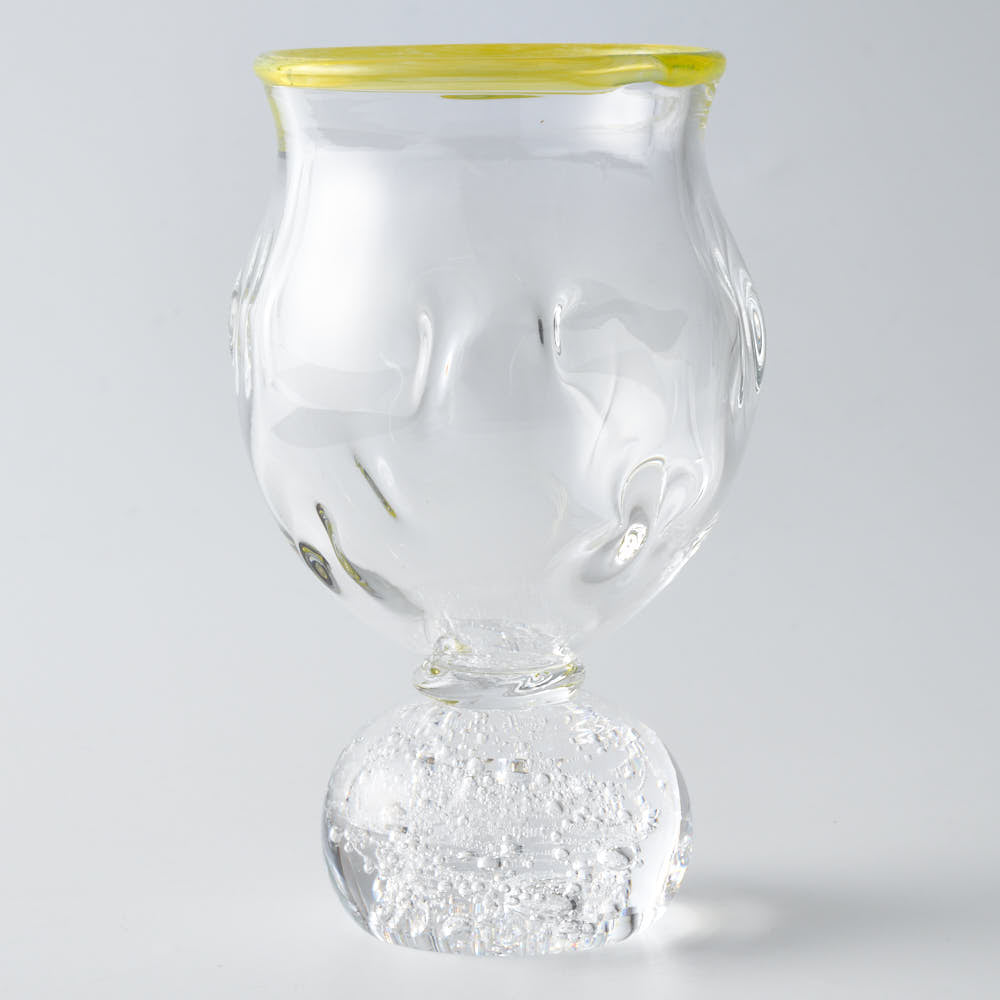 ガラス作家 梶原理恵子 氷玉グラス (口巻きVer.) イエロー ガラス作家 梶原理恵子 ガラスもの