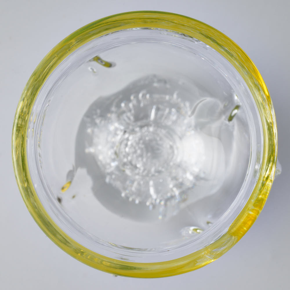 ガラス作家 梶原理恵子 氷玉グラス (口巻きVer.) イエロー ガラス作家 梶原理恵子 ガラスもの