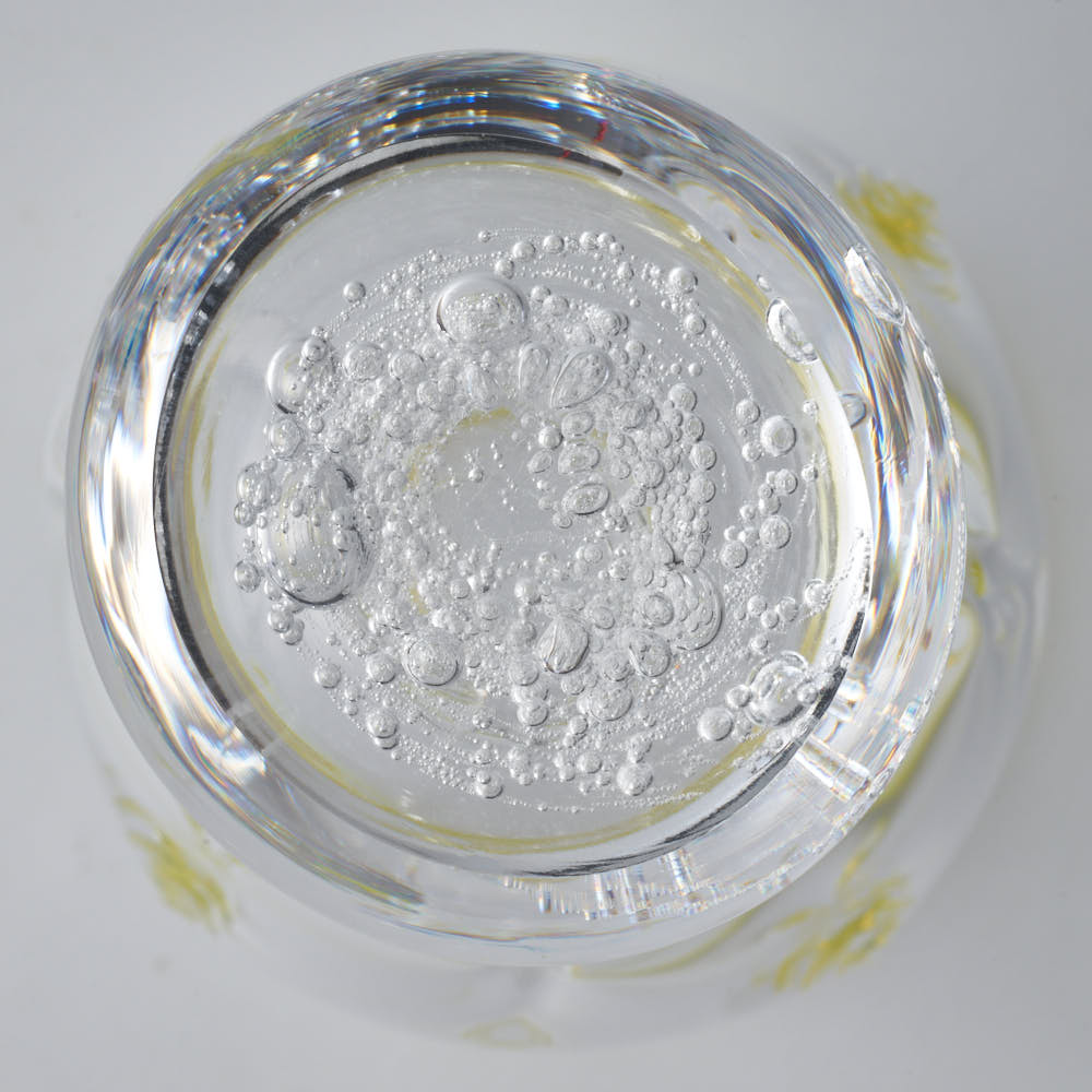 ガラス作家 梶原理恵子 氷玉グラス (口巻きVer.) イエロー ガラス作家 梶原理恵子 ガラスもの