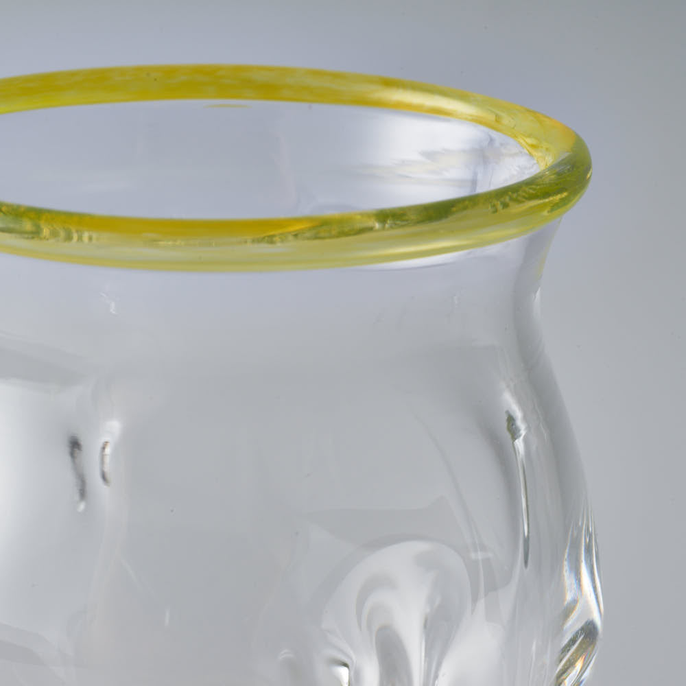 ガラス作家 梶原理恵子 氷玉グラス (口巻きVer.) イエロー ガラス作家 梶原理恵子 ガラスもの