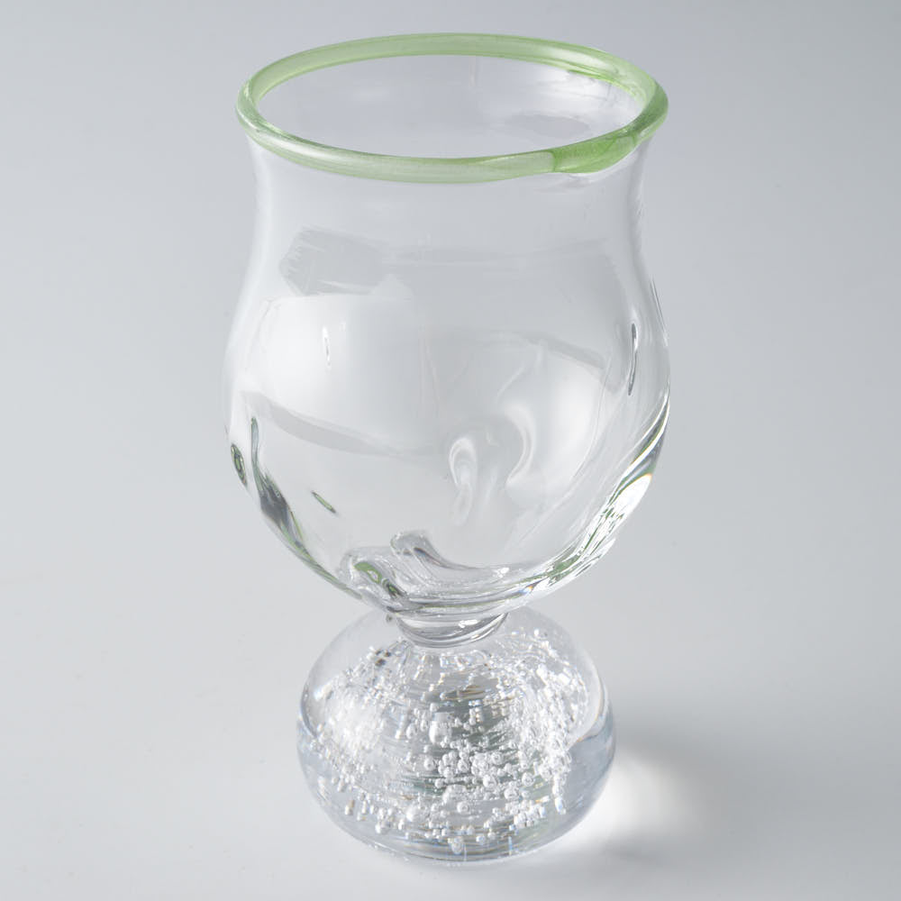 ガラス作家 梶原理恵子 氷玉グラス (口巻きVer.) ライムグリーン ガラス作家 梶原理恵子 ガラスもの
