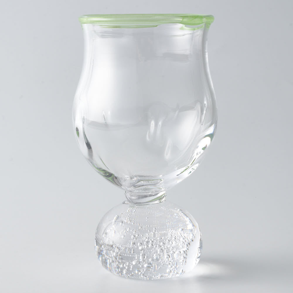 ガラス作家 梶原理恵子 氷玉グラス (口巻きVer.) ライムグリーン ガラス作家 梶原理恵子 ガラスもの