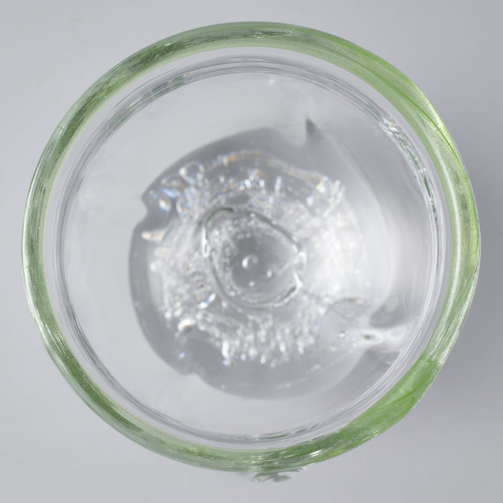 ガラス作家 梶原理恵子 氷玉グラス (口巻きVer.) ライムグリーン ガラス作家 梶原理恵子 ガラスもの