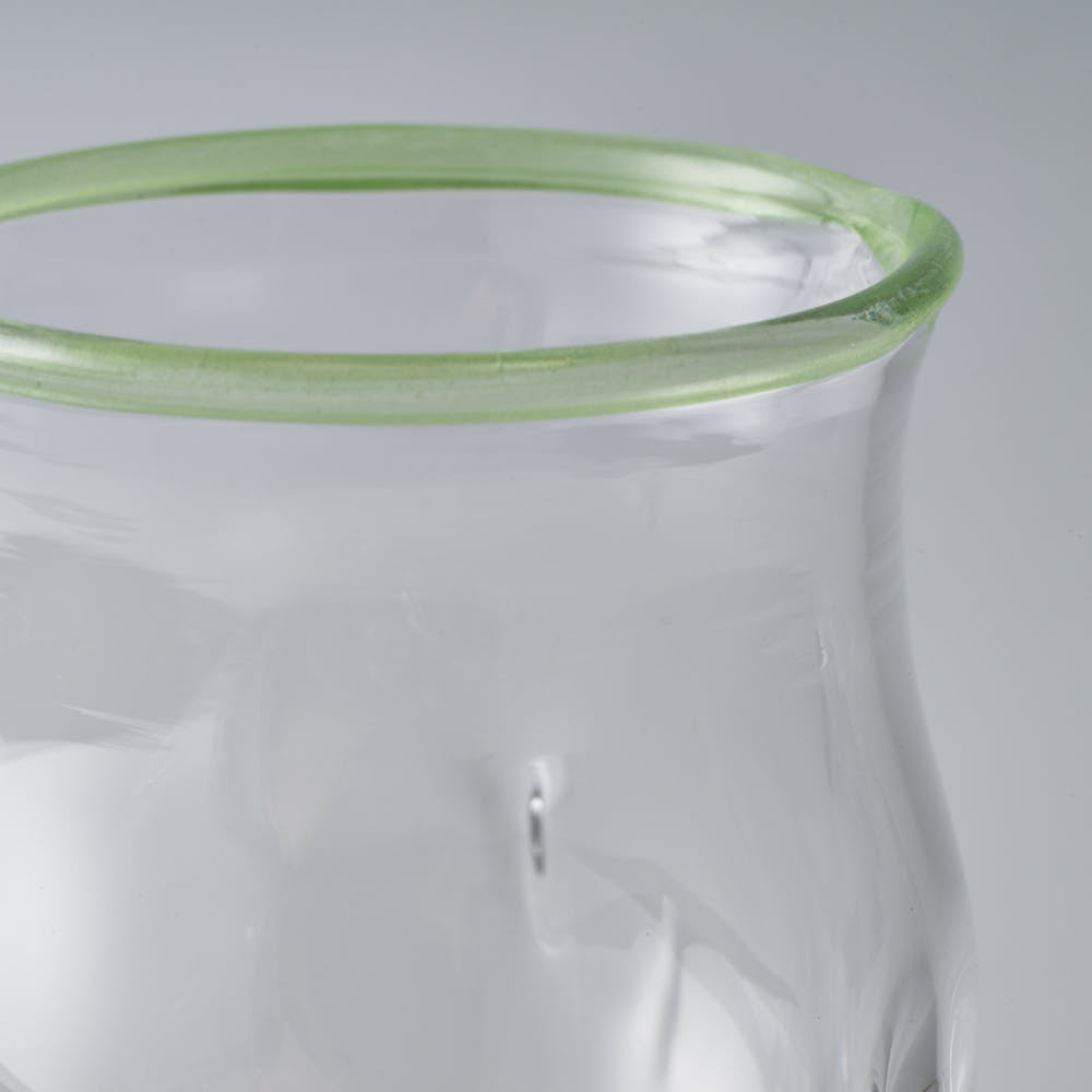 ガラス作家 梶原理恵子 氷玉グラス (口巻きVer.) ライムグリーン ガラス作家 梶原理恵子 ガラスもの