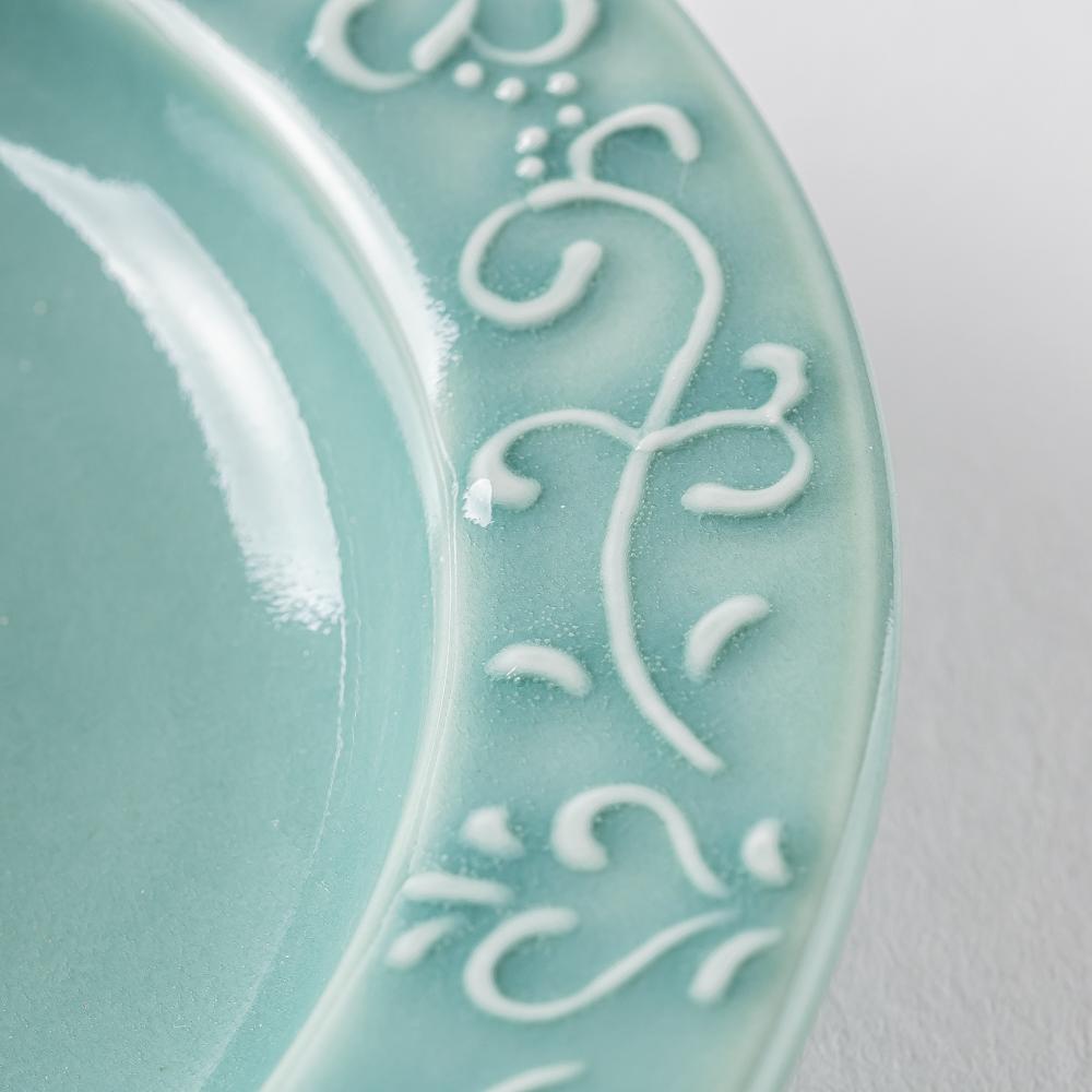 波佐見焼 永泉 いっちんハートフル 4寸皿(ターコイズ) 波佐見焼 永泉 波佐見焼