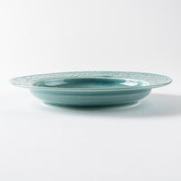 波佐見焼 永泉 いっちんハートフル 6寸リム皿(ターコイズ) 波佐見焼 永泉 波佐見焼