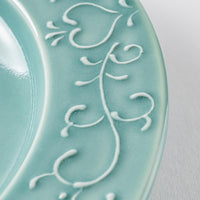 波佐見焼 永泉 いっちんハートフル 6寸リム皿(ターコイズ) 波佐見焼 永泉 波佐見焼