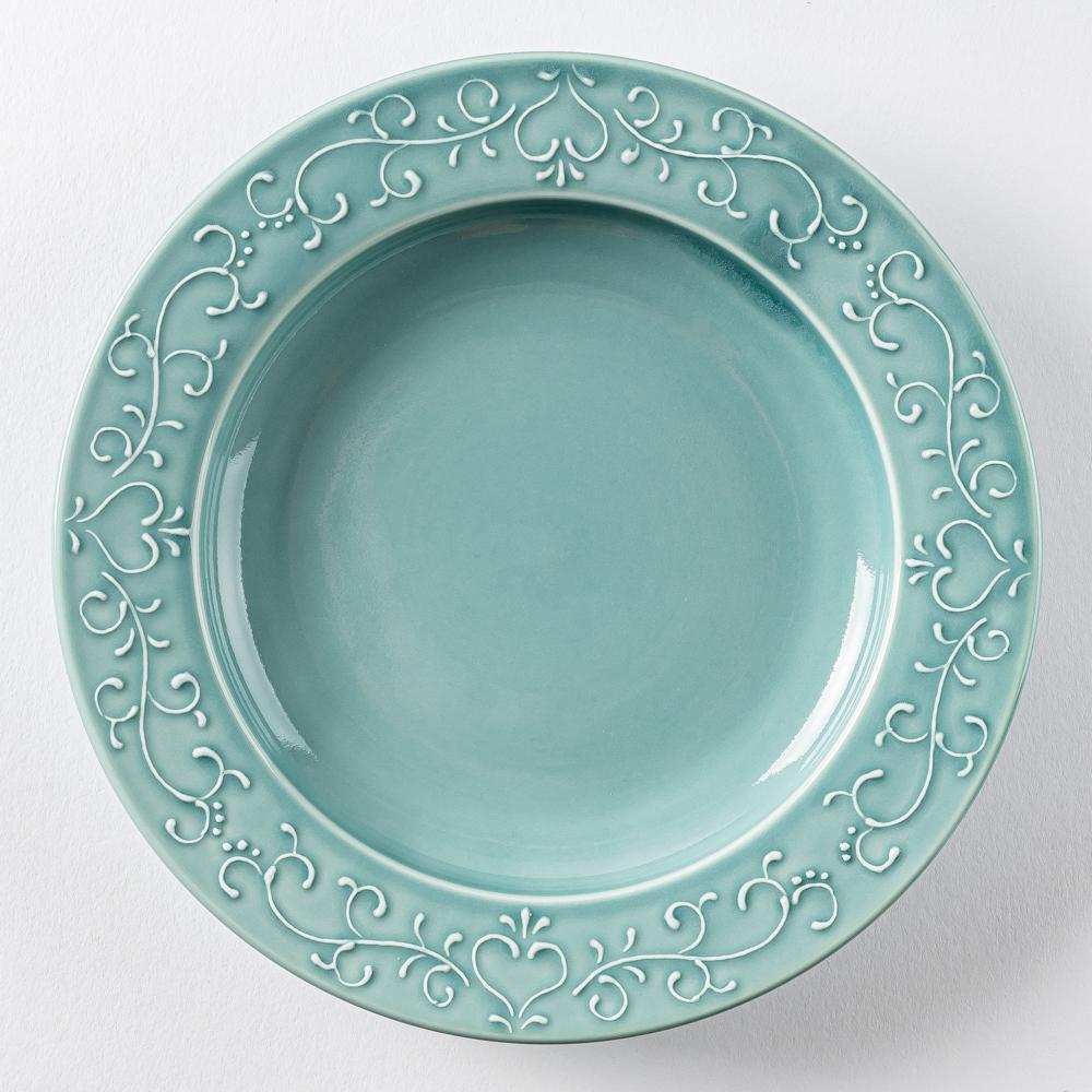 いっちゃん　皿6枚 波佐見焼 永泉 いっちんハートフル 6寸リム皿（ターコイズ