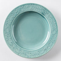 波佐見焼 永泉 いっちんハートフル 6寸リム皿(ターコイズ) 波佐見焼 永泉 波佐見焼