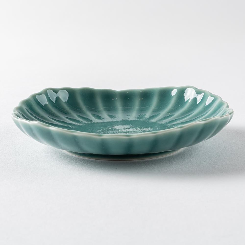 波佐見焼 永泉 ナチュラル四ツ菊 小皿(ターコイズ) 波佐見焼 永泉 波佐見焼