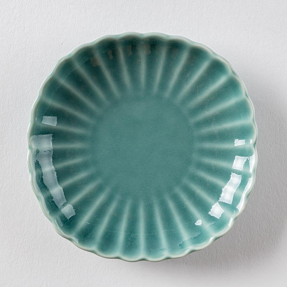 波佐見焼 永泉 ナチュラル四ツ菊 小皿(ターコイズ) 波佐見焼 永泉 波佐見焼