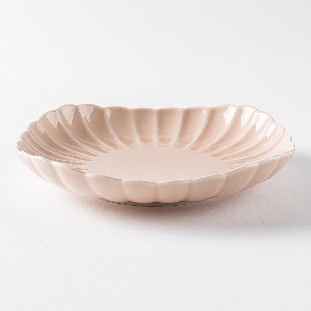 波佐見焼 永泉 ナチュラル四ツ菊 中皿(マーメイドピンク) 波佐見焼 永泉 波佐見焼