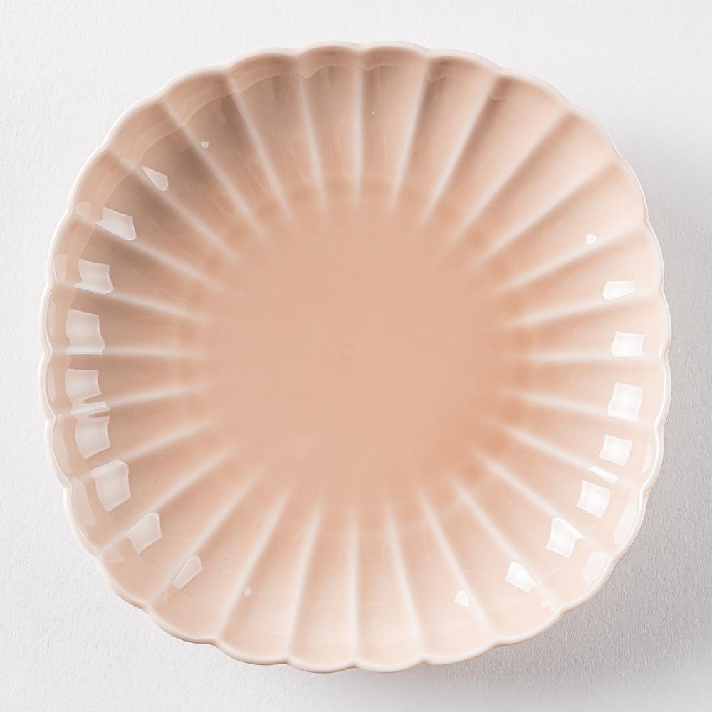 波佐見焼 永泉 ナチュラル四ツ菊 中皿(マーメイドピンク) 波佐見焼 永泉 波佐見焼