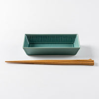 波佐見焼 永泉 十草(角)プレート ディープ(ターコイズ) 波佐見焼 永泉 波佐見焼