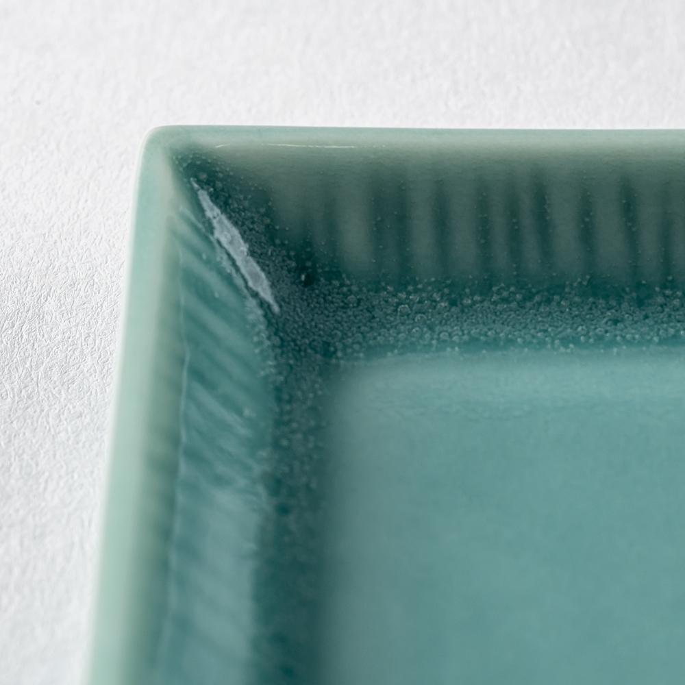 波佐見焼 永泉 十草(角)プレート ハーフ(ターコイズ) 波佐見焼 永泉 波佐見焼