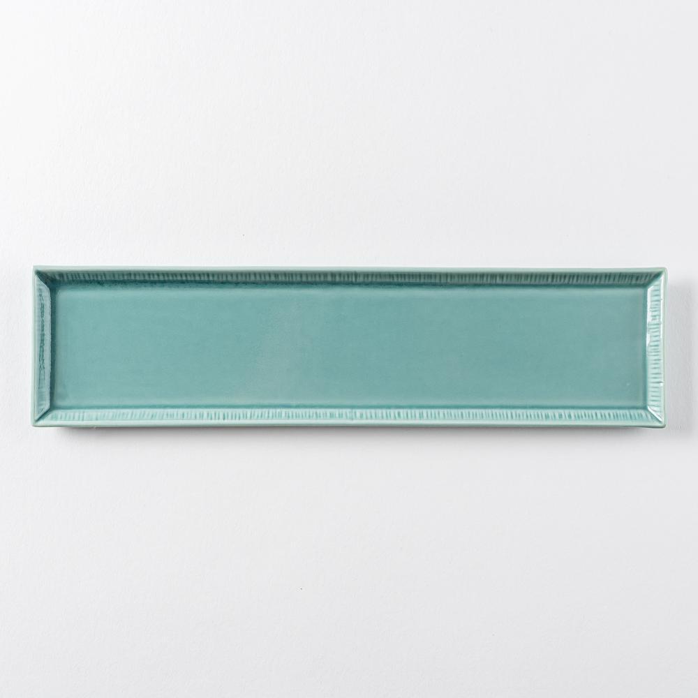 波佐見焼 永泉 十草(角)プレート ハーフ(ターコイズ) 波佐見焼 永泉 波佐見焼