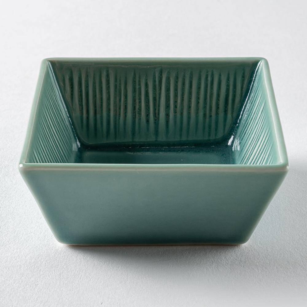 波佐見焼 永泉 十草(角)プレート ミニディープ(ターコイズ) 波佐見焼 永泉 波佐見焼