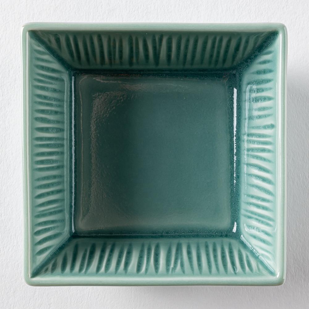 波佐見焼 永泉 十草(角)プレート ミニディープ(ターコイズ) 波佐見焼 永泉 波佐見焼